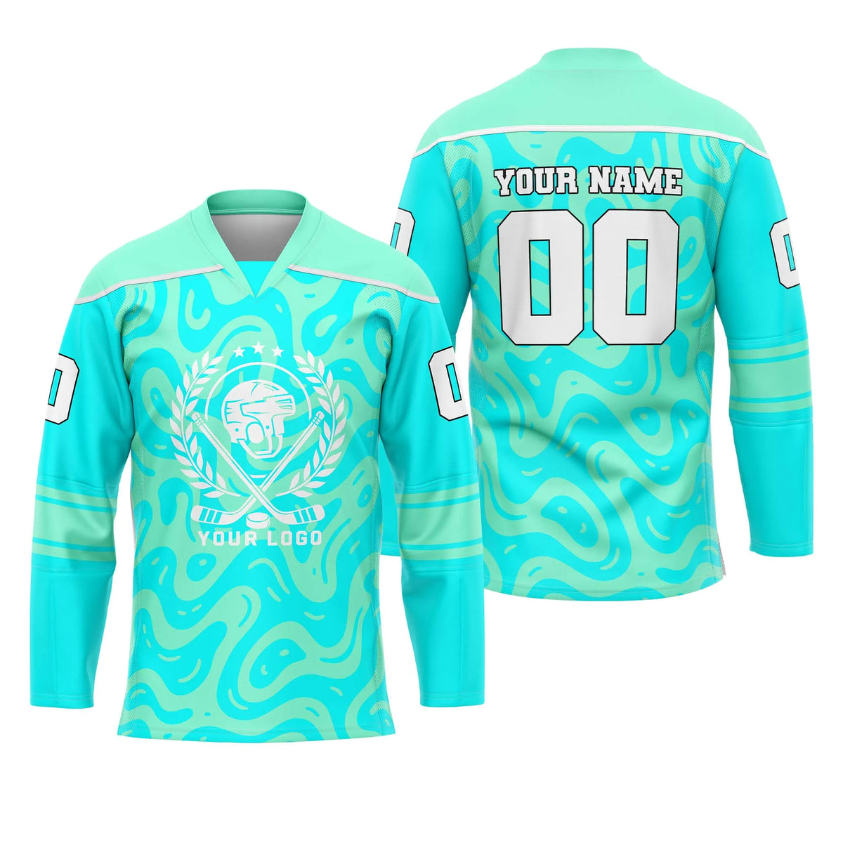 Custom Personalized D4 Abstract Pattern Ice Hockey Jersey with Name, Number &amp; Team Logo