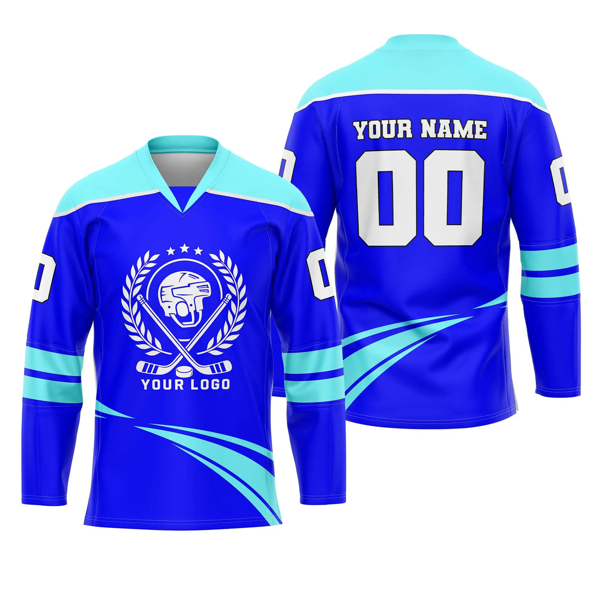 Custom Personalized D2 V - NECK DESIGN Ice Hockey Jersey with Name, Number & Team Logo