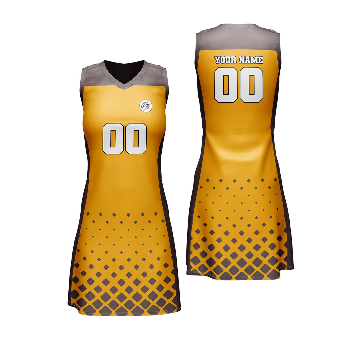 Custom Personalized D3 Abstract Pattern Netball Jersey with Name, Number & Team Logo