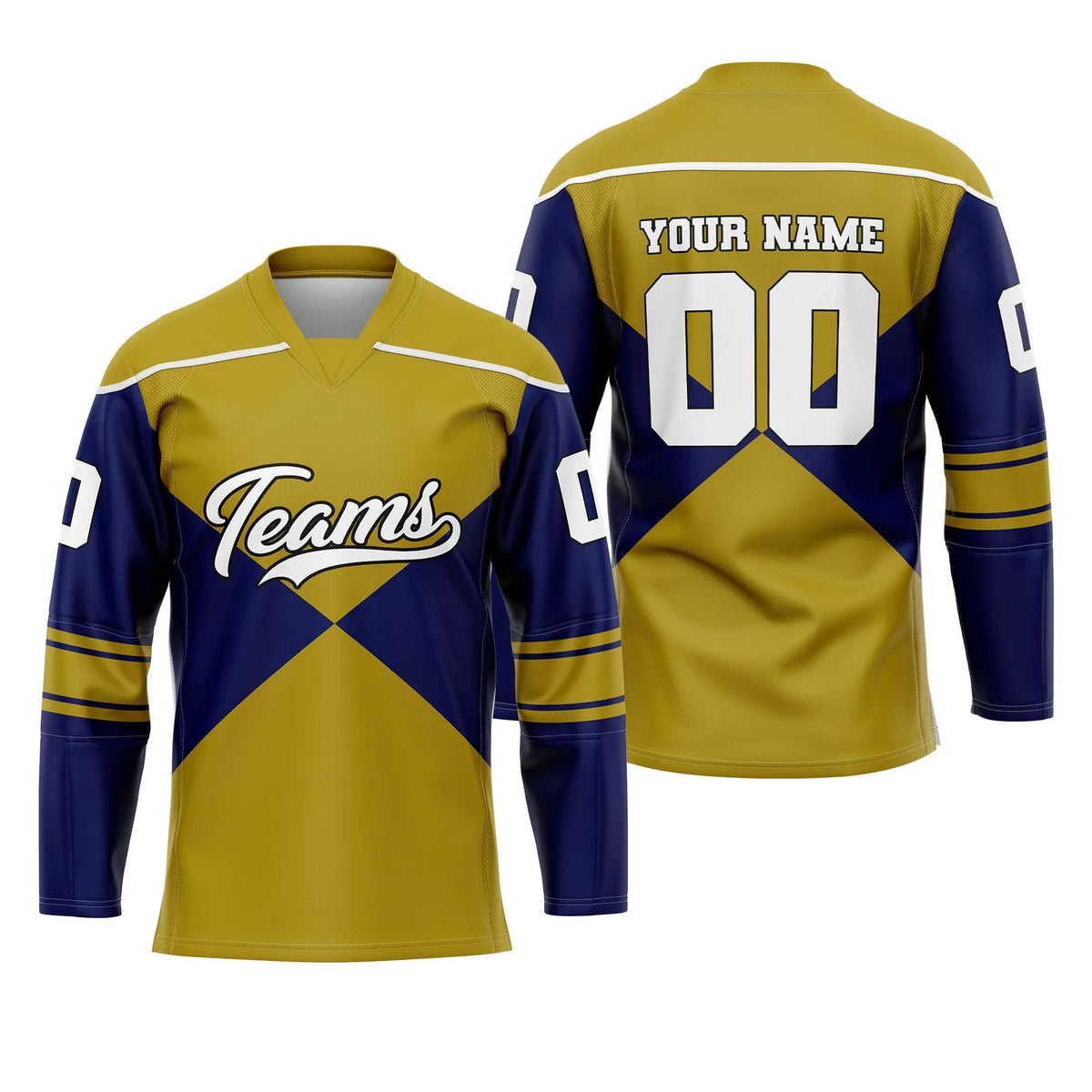Custom Personalized D1 Split Fashion Ice Hockey Jersey with Name, Number & Team Logo
