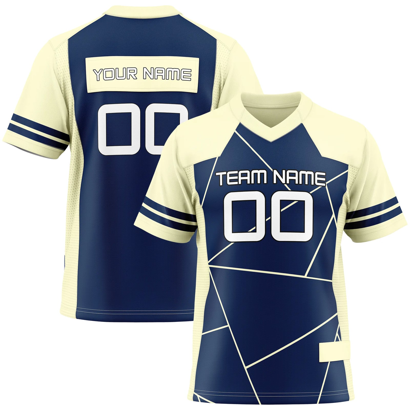 Custom Personalized D3 Color Block Flag Football Jersey with Name, Number & Team Logo