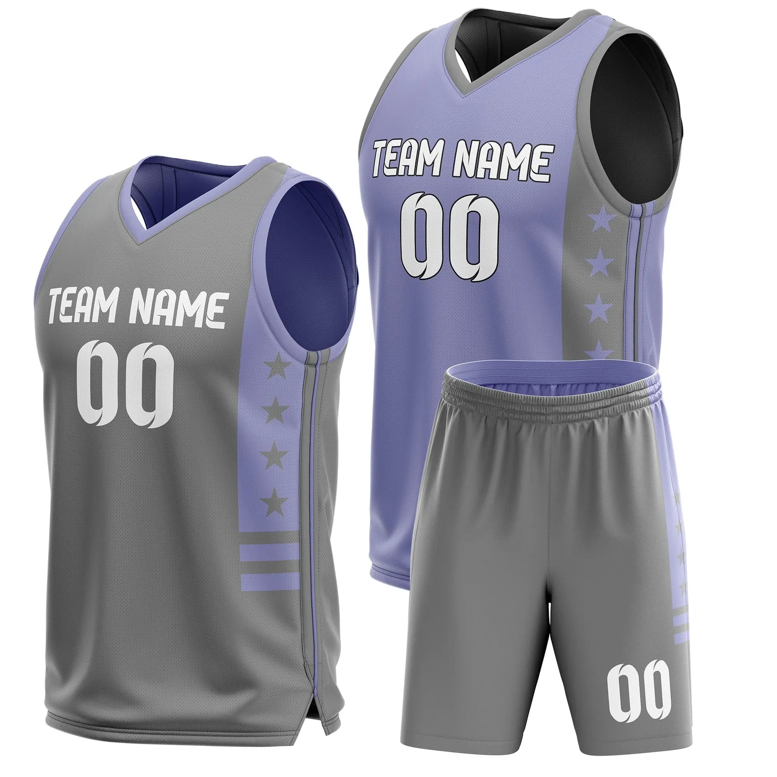Custom Side Star Reversible Sports Jersey Personalized Uniform with Name & Number