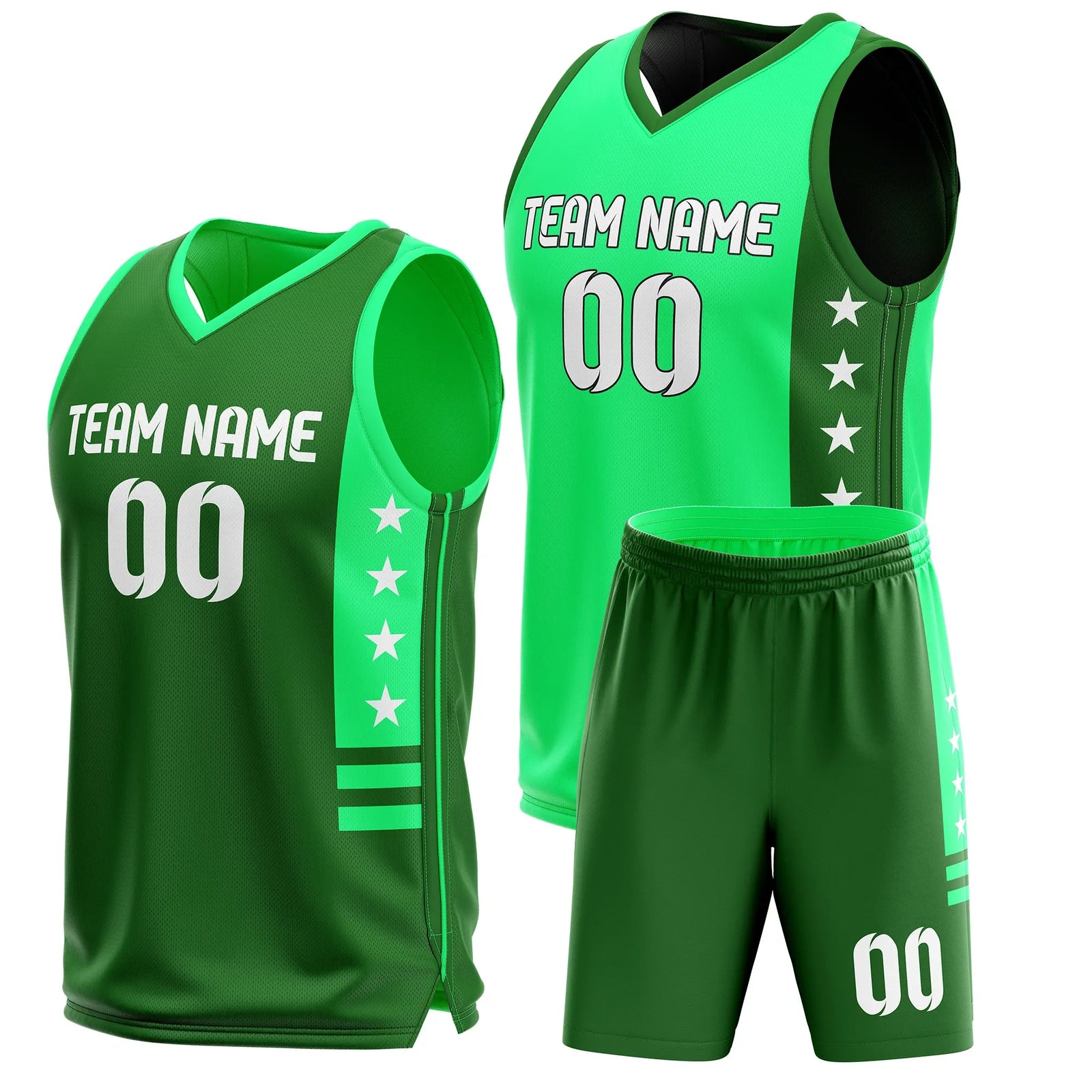 Custom Side Star Reversible Sports Jersey Personalized Uniform with Name & Number