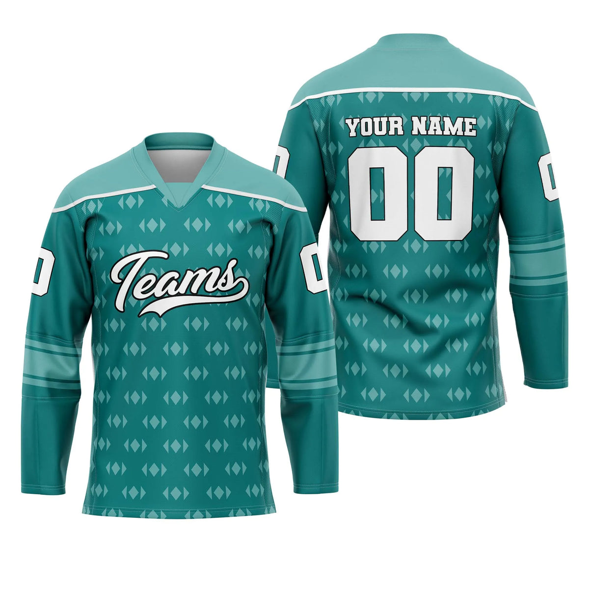 Custom Personalized D1 Rhombus Pattern Ice Hockey Jersey with Name, Number & Team Logo