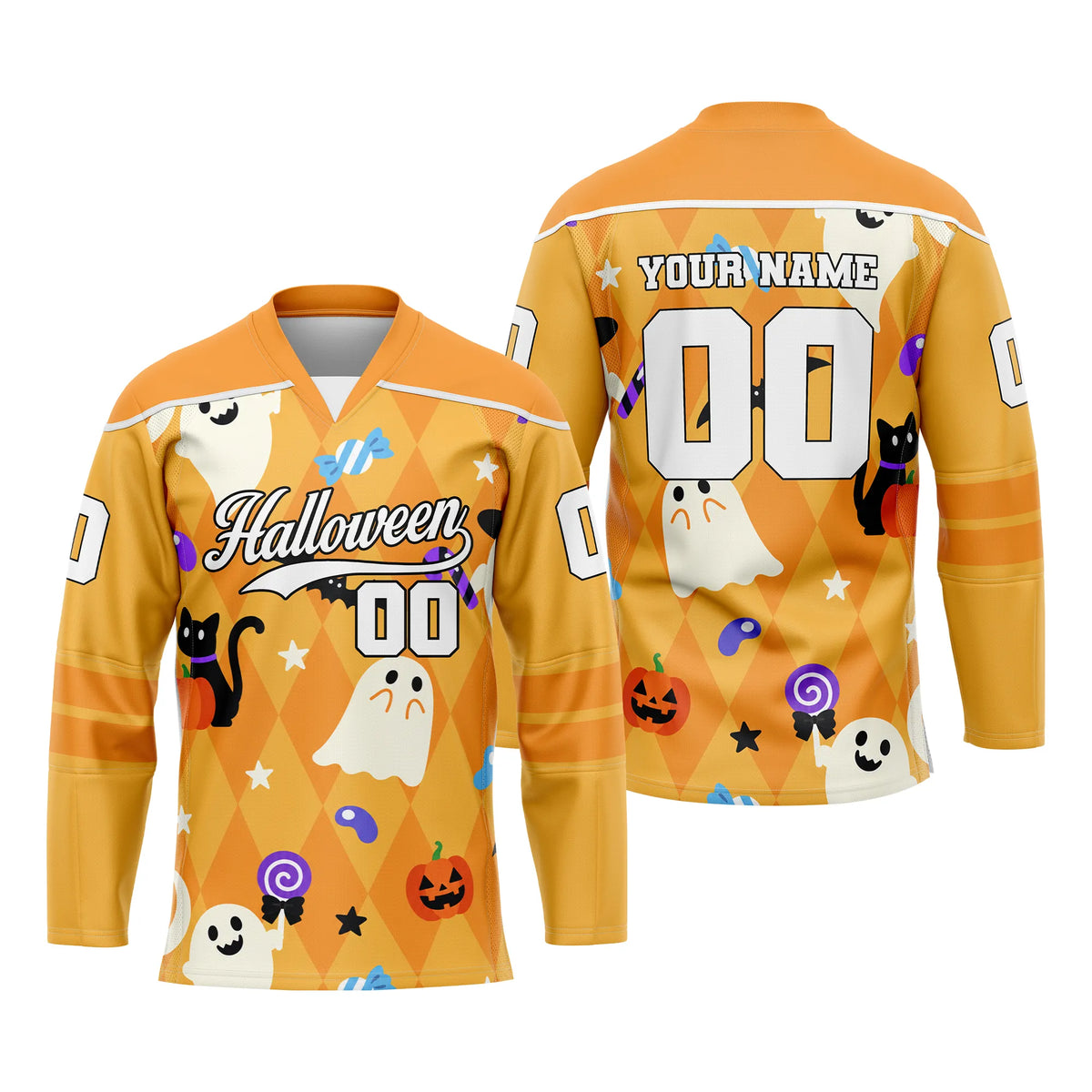 Custom Halloween Ice Hockey Jersey D2 Personalized Uniform with Name &amp; Number