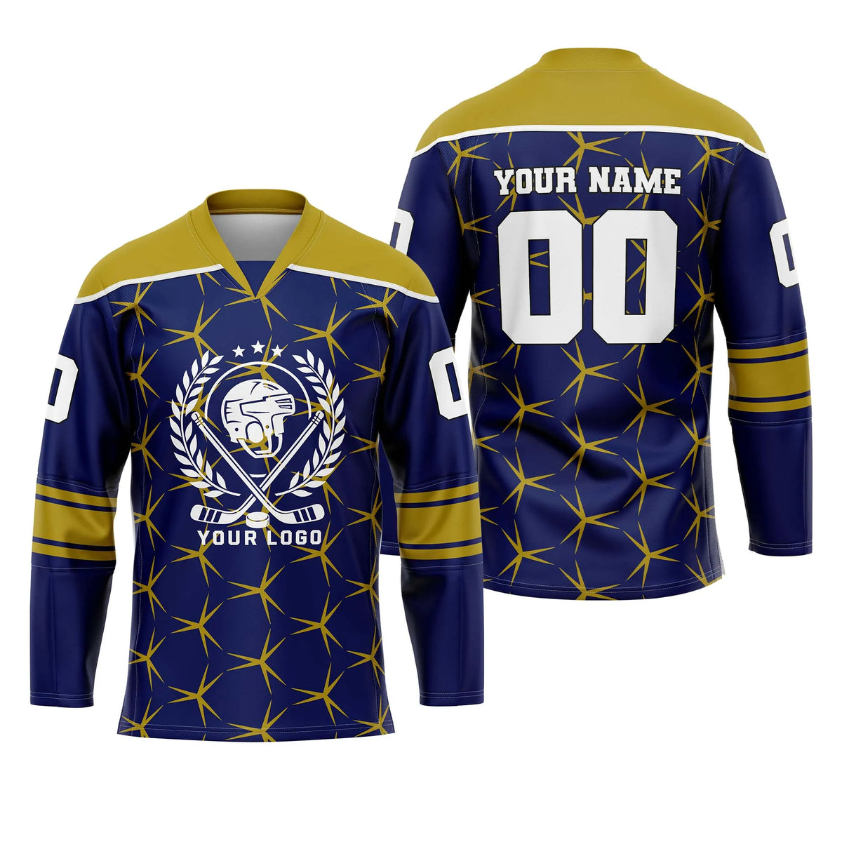 Custom Personalized D3 Abstract Pattern Ice Hockey Jersey with Name, Number & Team Logo