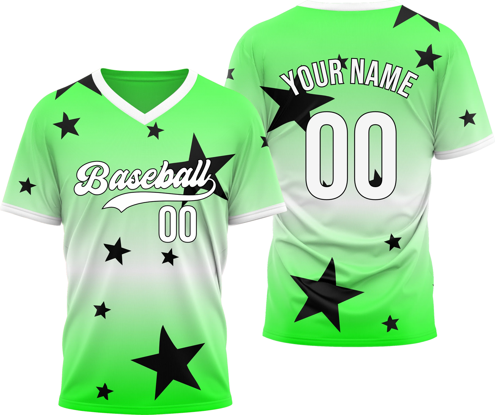 Custom Victory Star Gradient Baseball Aqua Sports Jersey Personalized Uniform with Name & Number