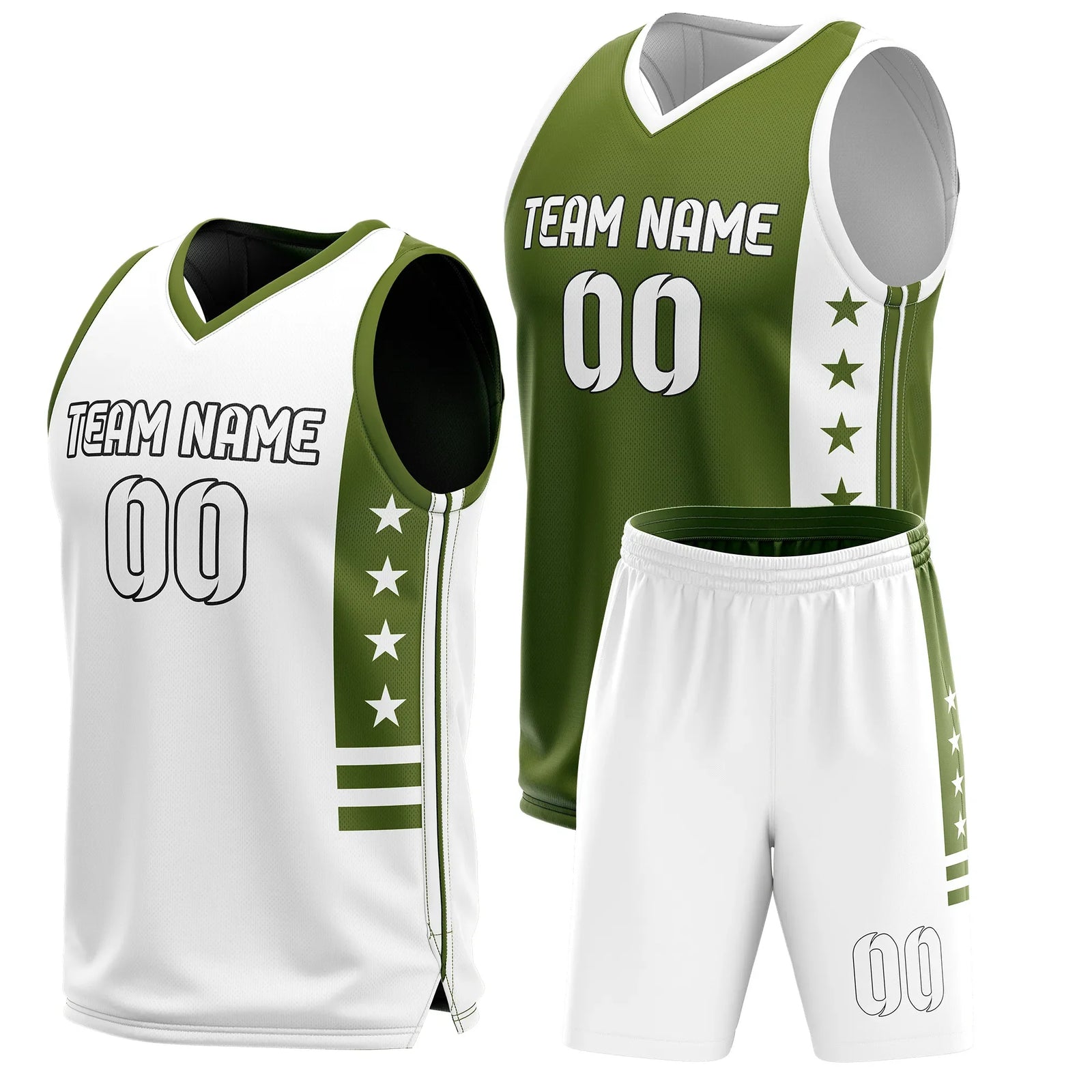 Custom Side Star Reversible Sports Jersey Personalized Uniform with Name & Number