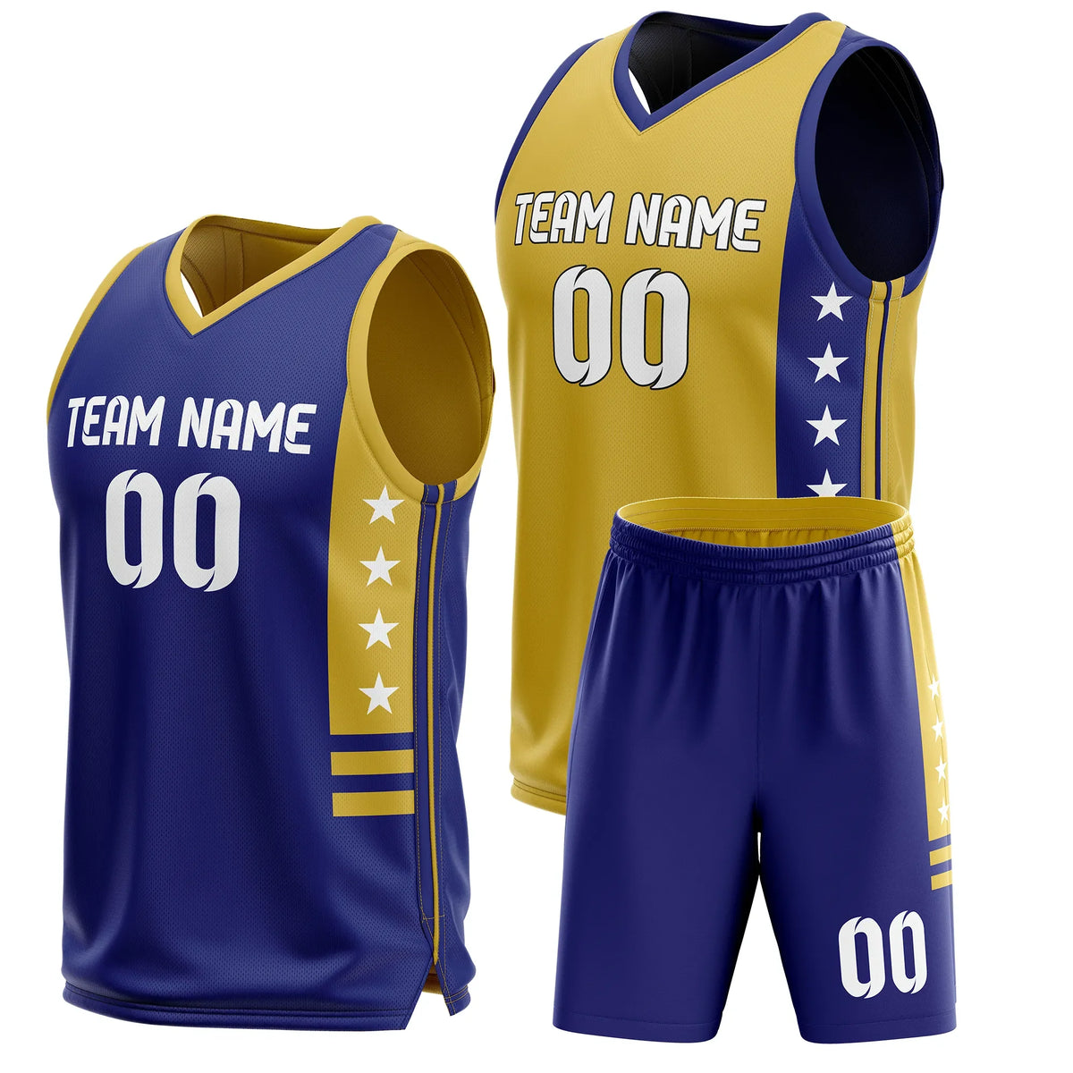 Custom Side Star Reversible Sports Jersey Personalized Uniform with Name & Number