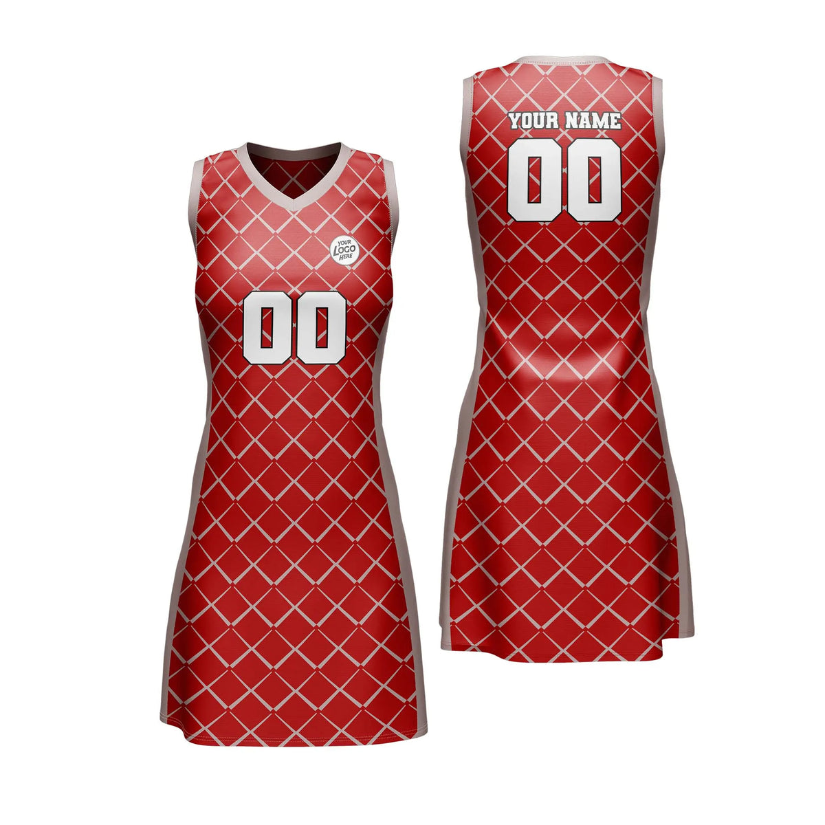Custom Personalized D2 Rhombus Pattern Netball Jersey with Name, Number & Team Logo