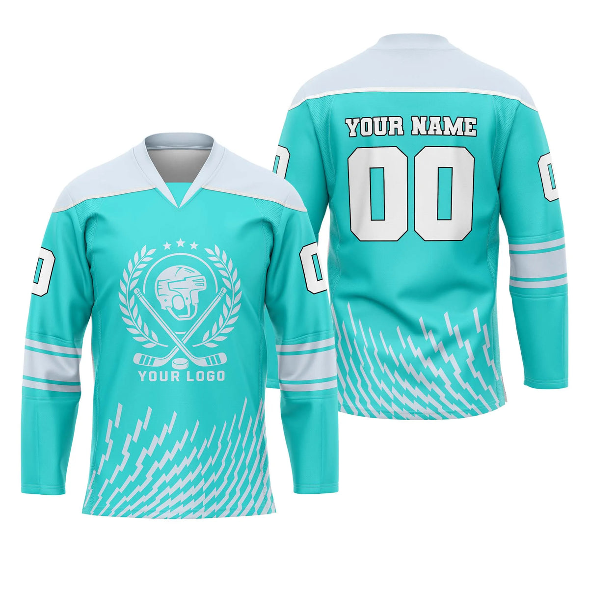 Custom Personalized D2 Abstract Pattern Ice Hockey Jersey with Name, Number &amp; Team Logo