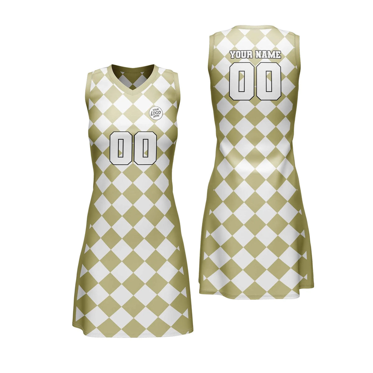 Custom Personalized D4 Rhombus Pattern Netball Jersey with Name, Number & Team Logo