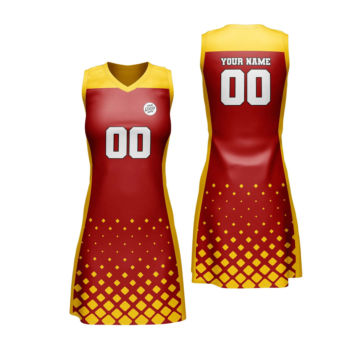 Custom Personalized D3 Abstract Pattern Netball Jersey with Name, Number & Team Logo
