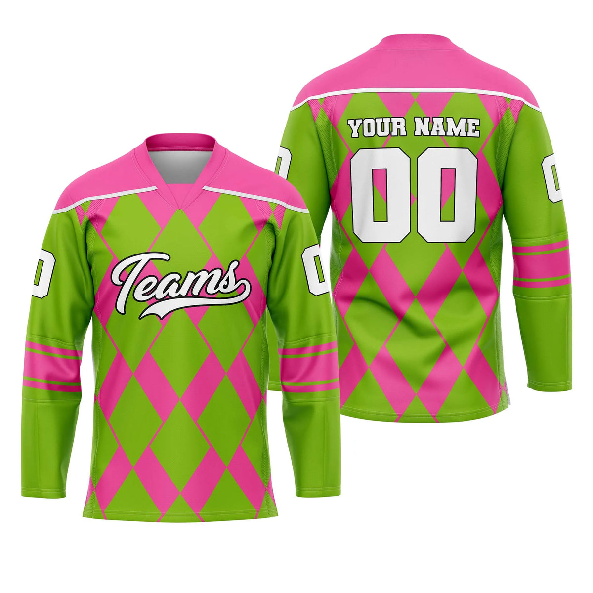 Custom Personalized D5 Rhombus Pattern Ice Hockey Jersey with Name, Number & Team Logo