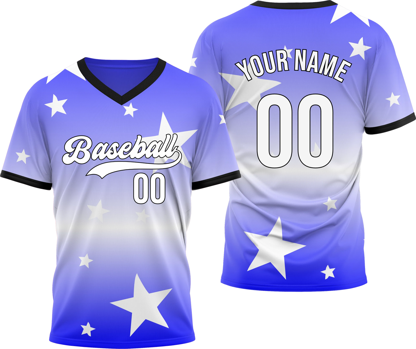 Custom Victory Star Gradient Baseball Aqua Sports Jersey Personalized Uniform with Name & Number