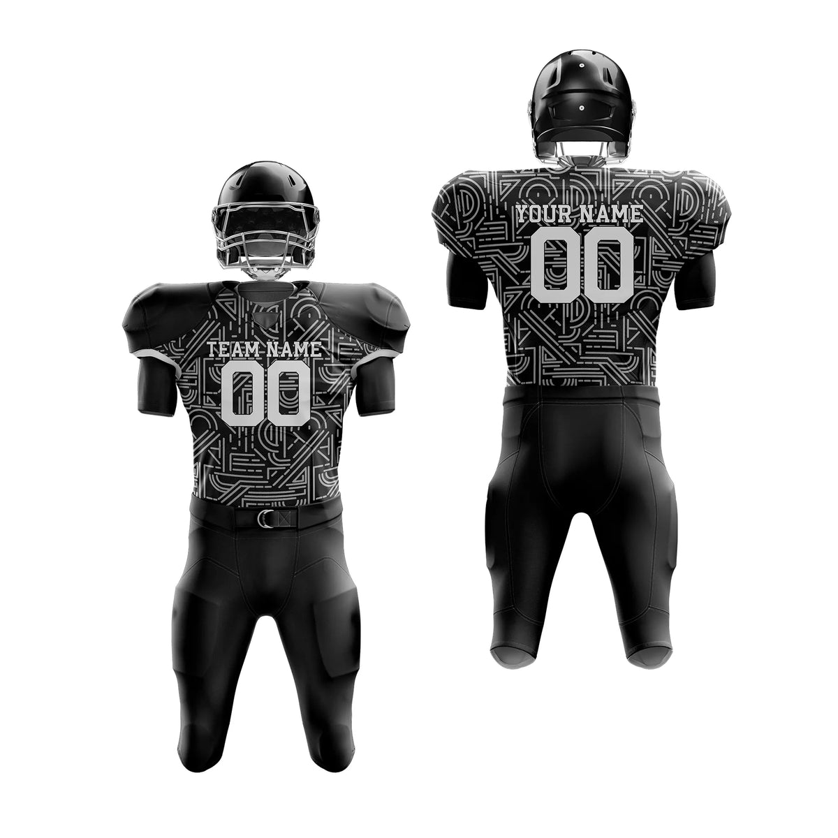 Custom Personalized D3 Full Pattern American Football Jersey with Name, Number & Team Logo