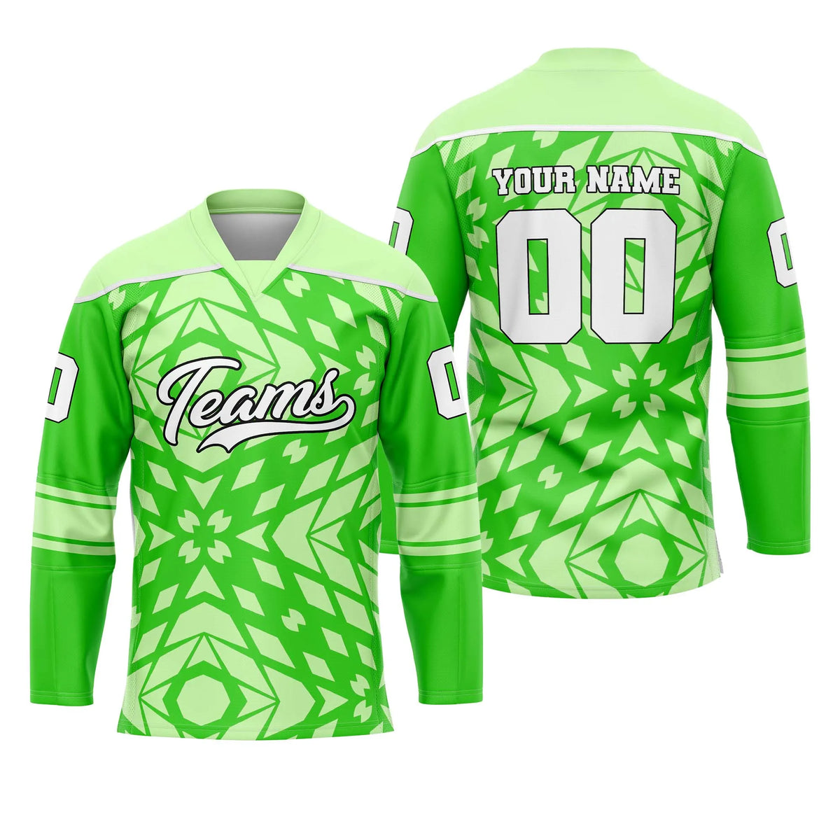 Custom Personalized D2 Rhombus Pattern Ice Hockey Jersey with Name, Number & Team Logo