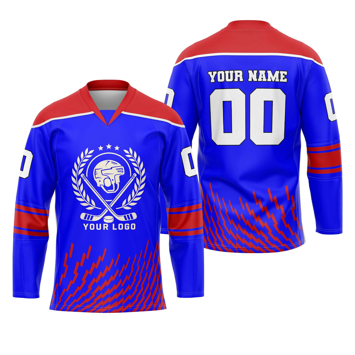 Custom Personalized D2 Abstract Pattern Ice Hockey Jersey with Name, Number & Team Logo