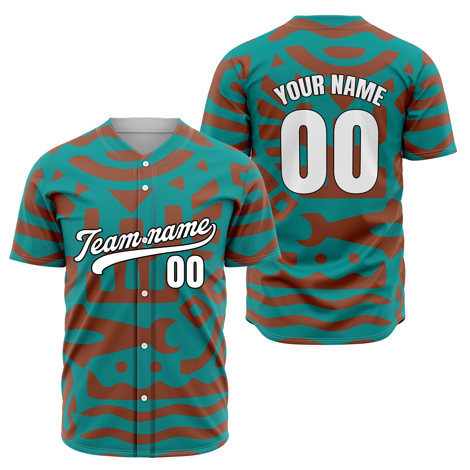Custom Aztec Wave Spots Baseball Sports Jersey Personalized Uniform with Name & Number