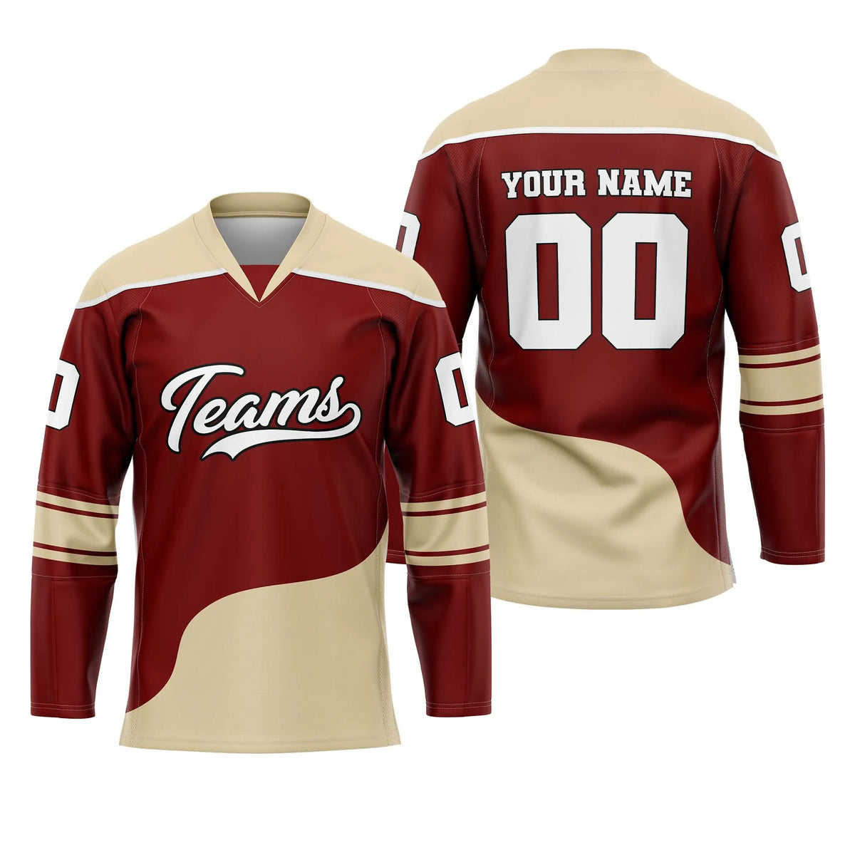 Custom Personalized D4 Split Fashion Ice Hockey Jersey with Name, Number & Team Logo