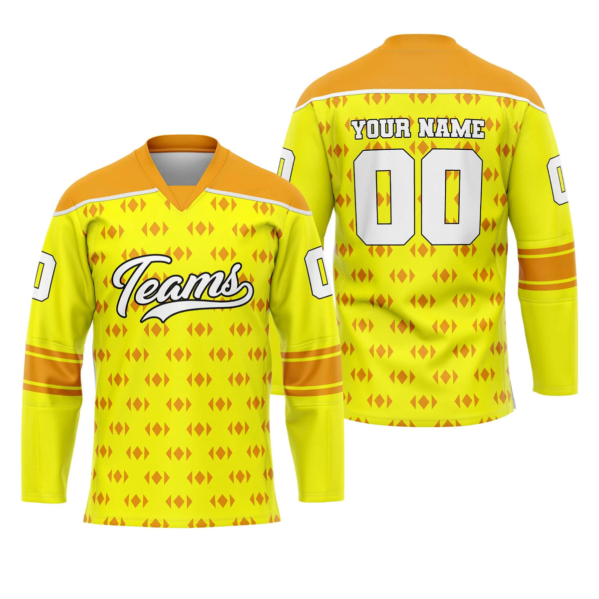 Custom Personalized D1 Rhombus Pattern Ice Hockey Jersey with Name, Number & Team Logo