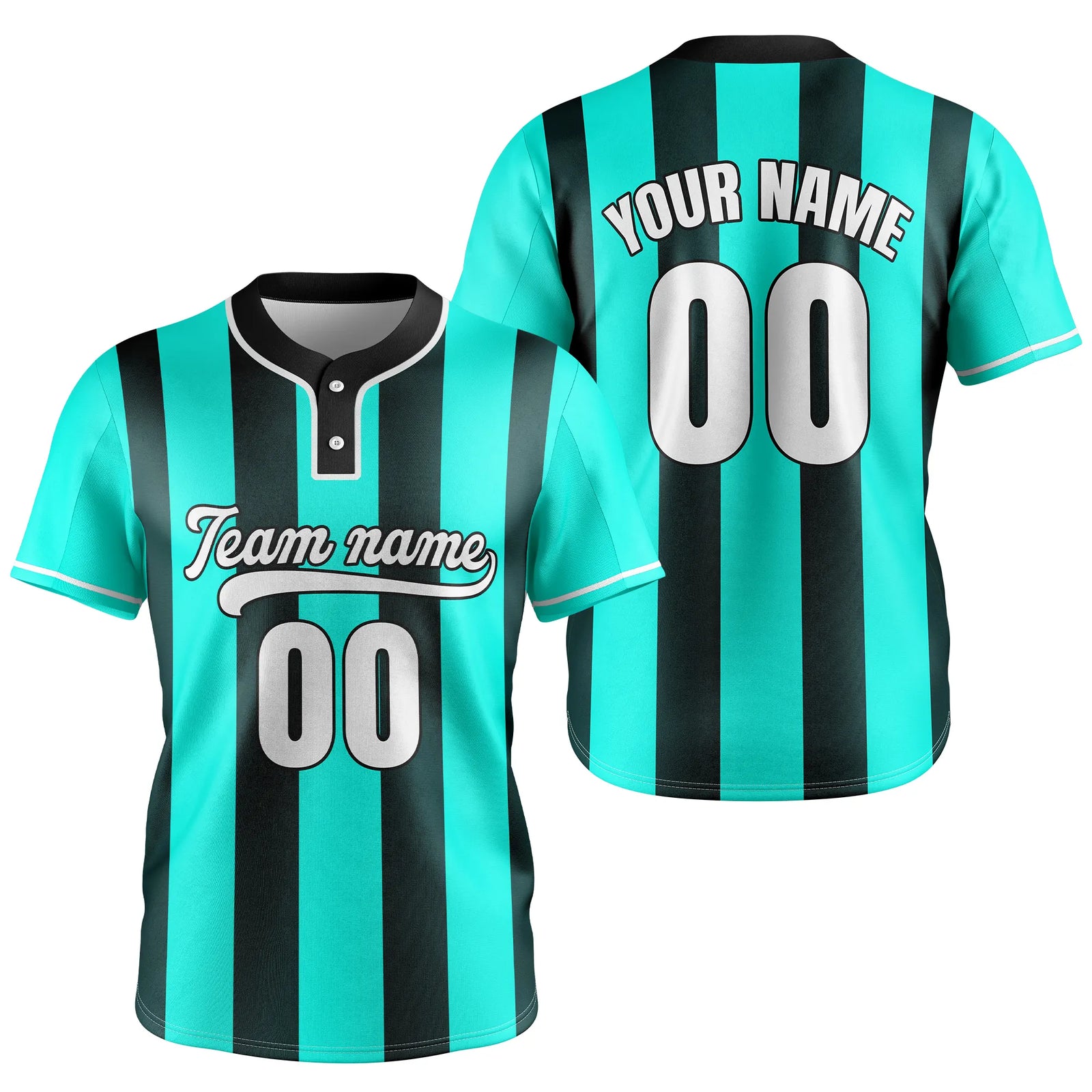 Custom Dugout Stripes Baseball Aqua Sports Jersey Personalized Uniform with Name & Number