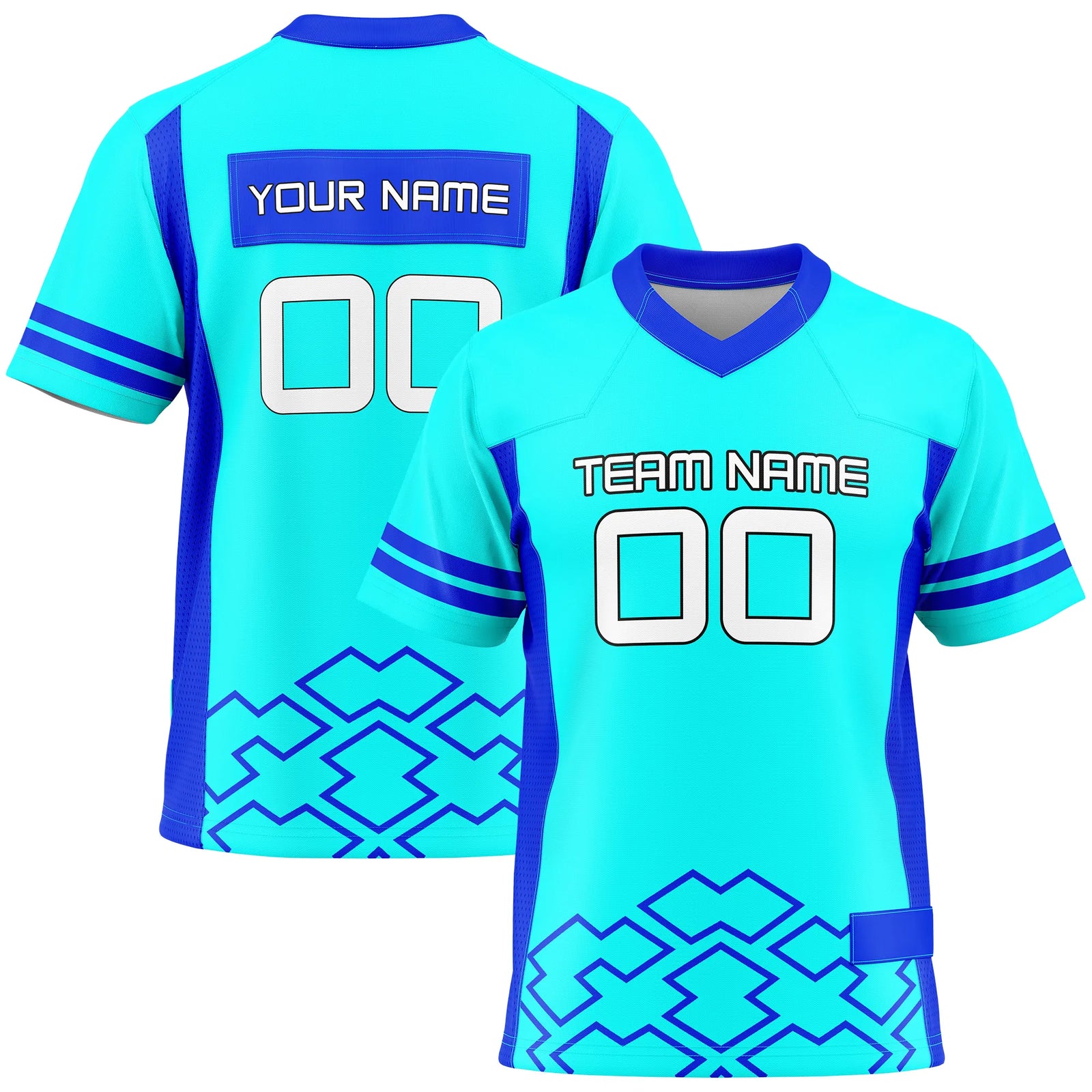 Custom Personalized D2 Color Block Flag Football Jersey with Name, Number & Team Logo
