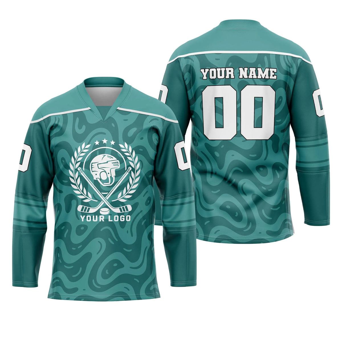 Custom Personalized D4 Abstract Pattern Ice Hockey Jersey with Name, Number & Team Logo