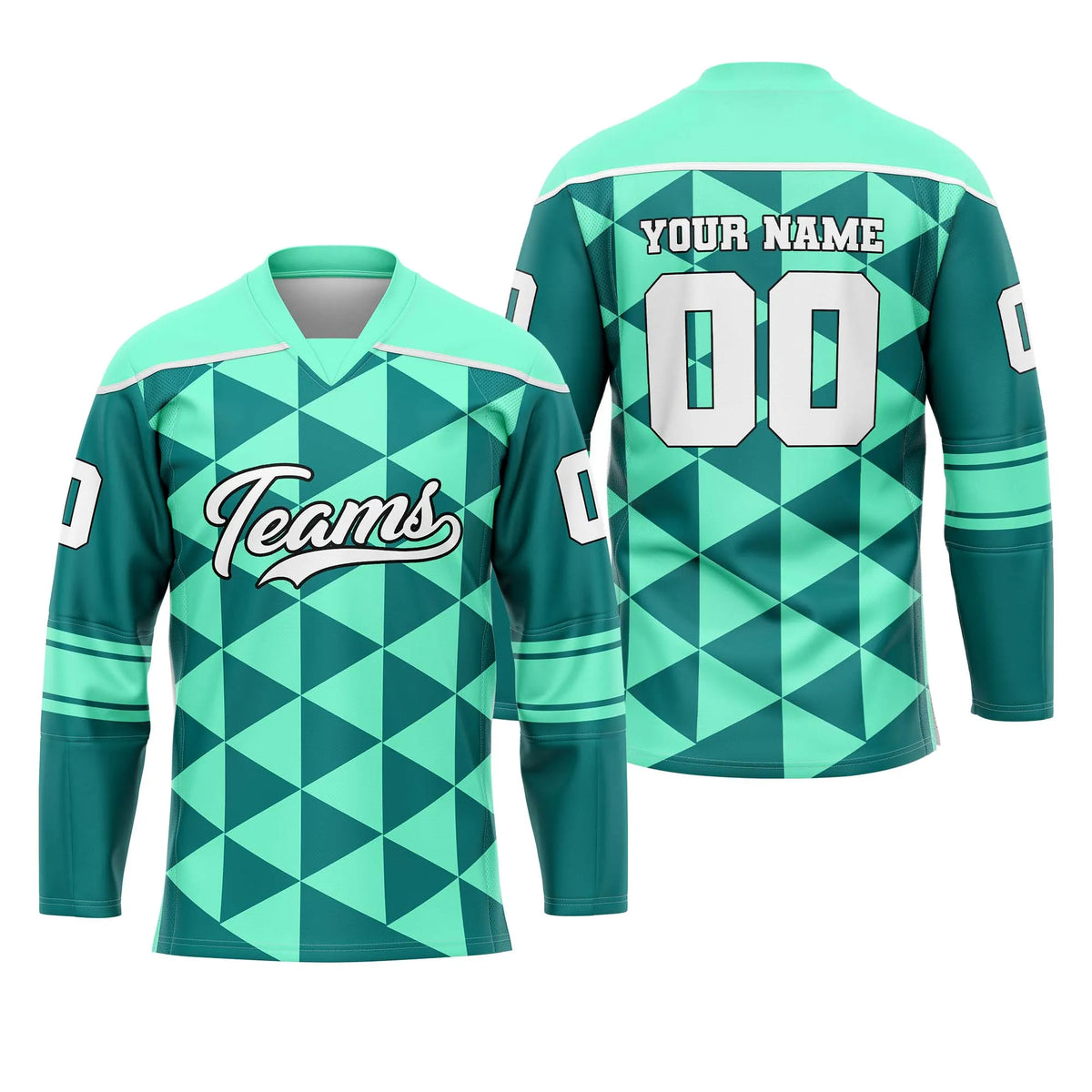 Custom Personalized D3 Rhombus Pattern Ice Hockey Jersey with Name, Number & Team Logo