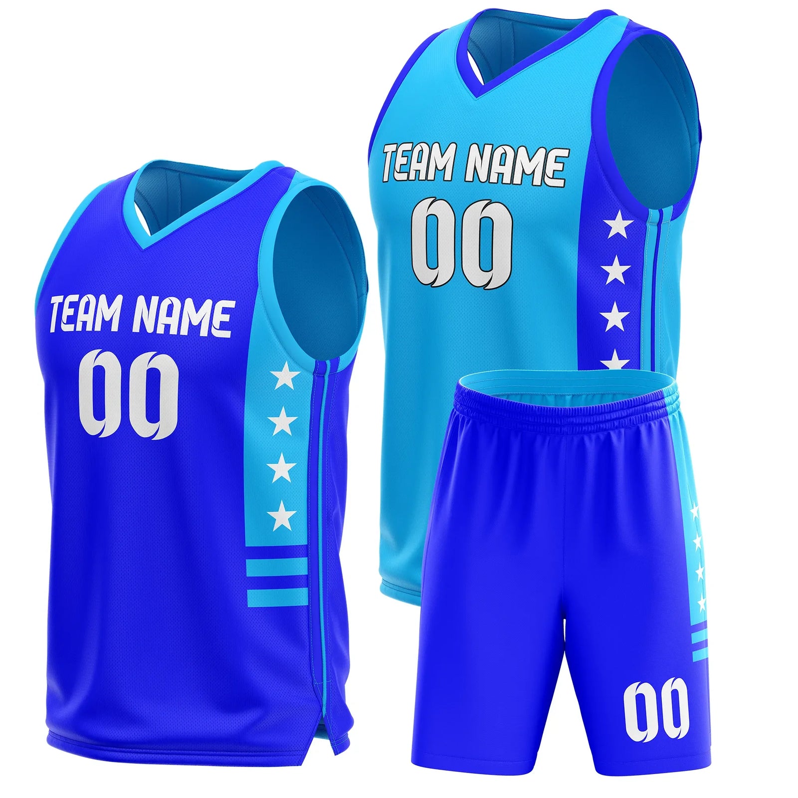 Custom Side Star Reversible Sports Jersey Personalized Uniform with Name & Number