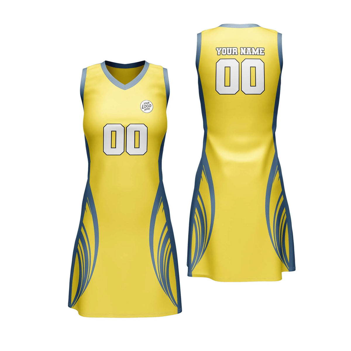 Custom Personalized D4 Abstract Pattern Netball Jersey with Name, Number & Team Logo