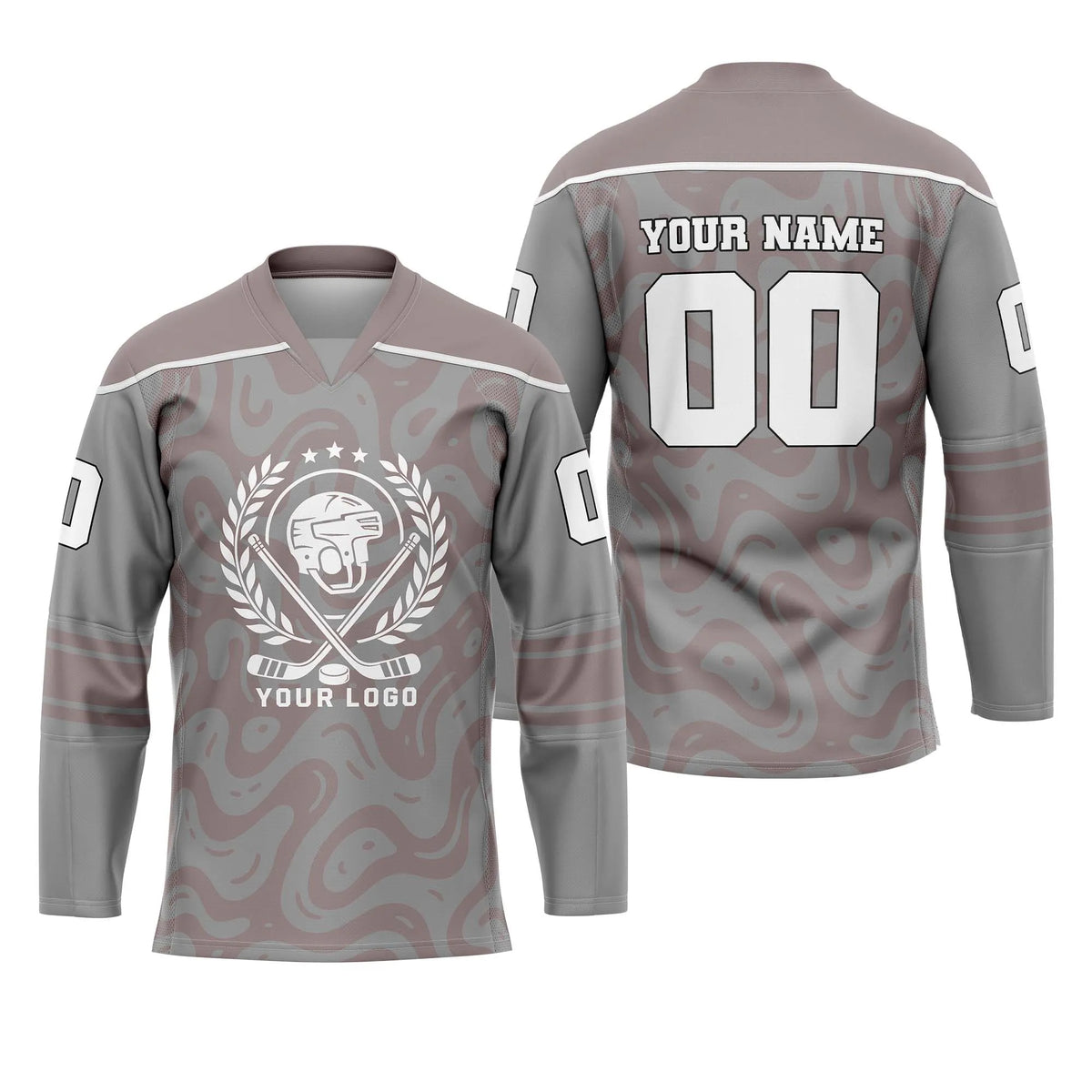 Custom Personalized D4 Abstract Pattern Ice Hockey Jersey with Name, Number & Team Logo