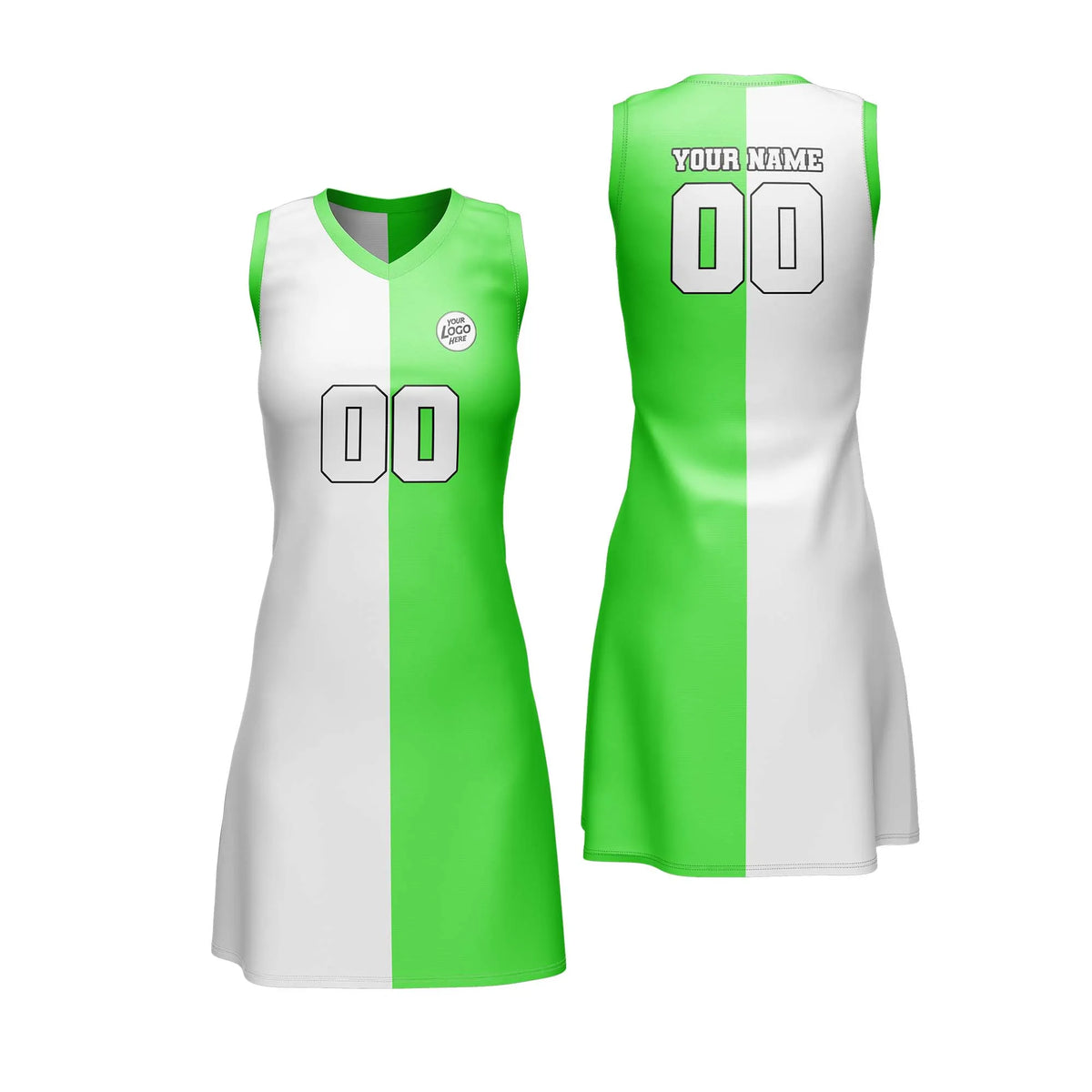 Custom Personalized D2 Split Fashion Netball Jersey with Name, Number & Team Logo