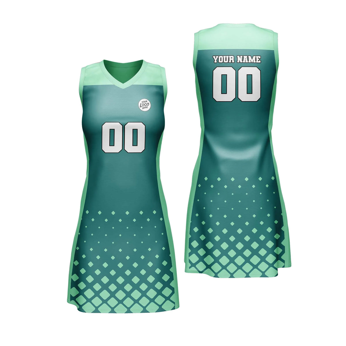 Custom Personalized D3 Abstract Pattern Netball Jersey with Name, Number & Team Logo