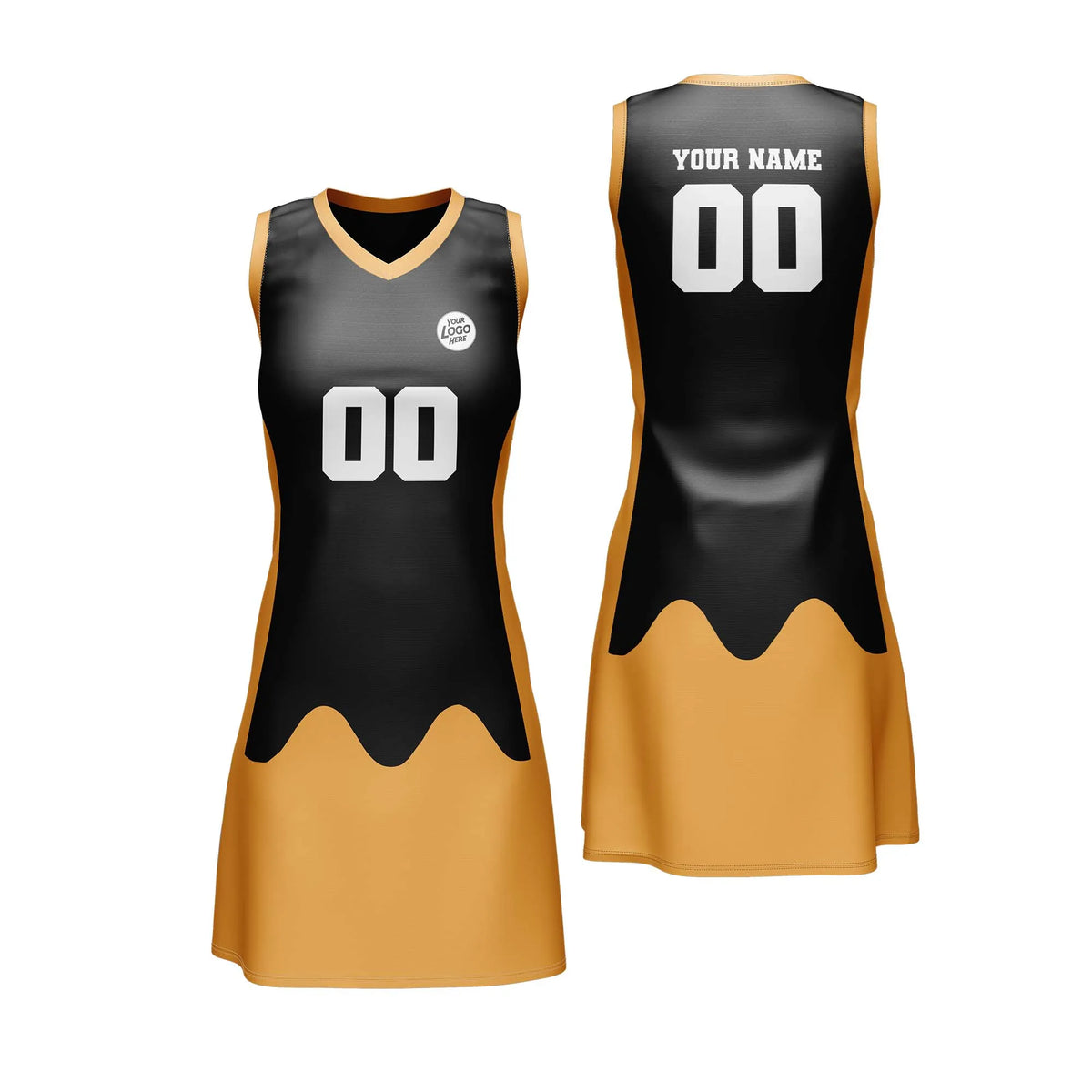 Custom Personalized D4 Split Fashion Netball Jersey with Name, Number & Team Logo