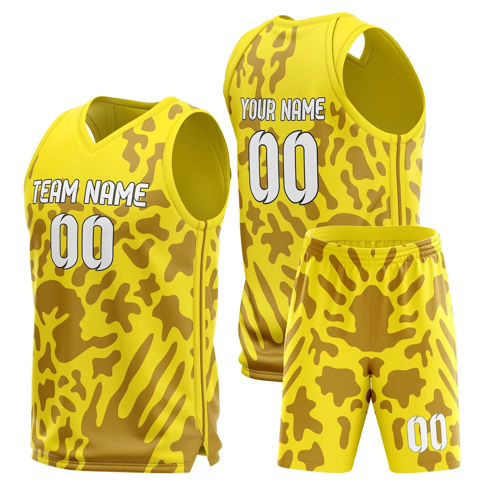 Custom Graphti Pattern Sets Golden Terrain Sports Jersey Personalized Uniform with Name & Number