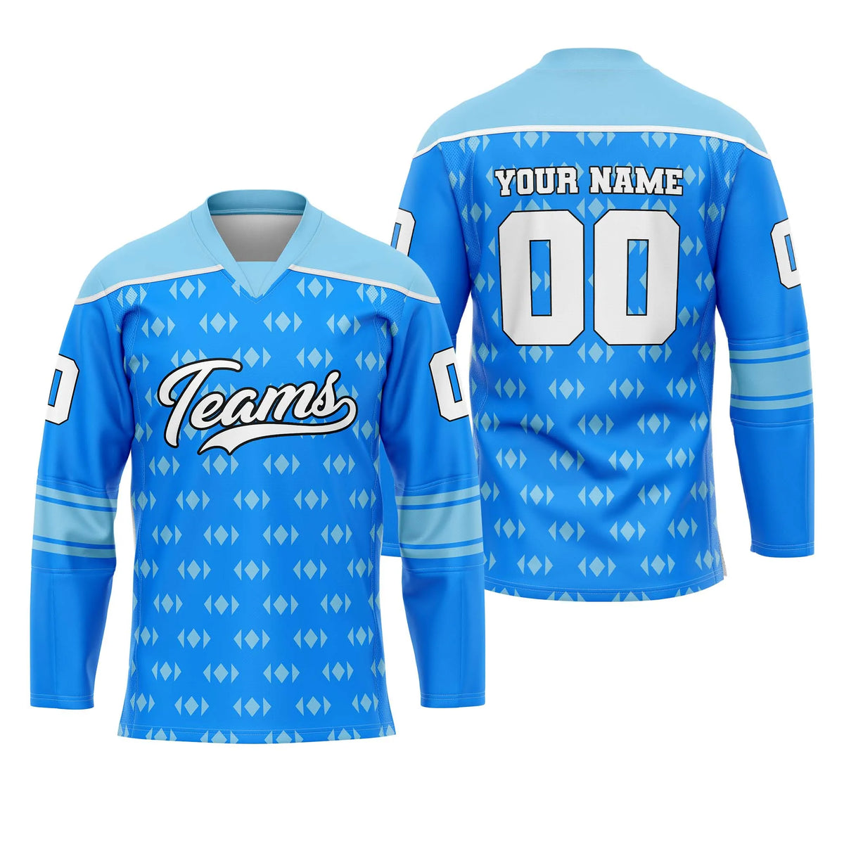 Custom Personalized D1 Rhombus Pattern Ice Hockey Jersey with Name, Number & Team Logo