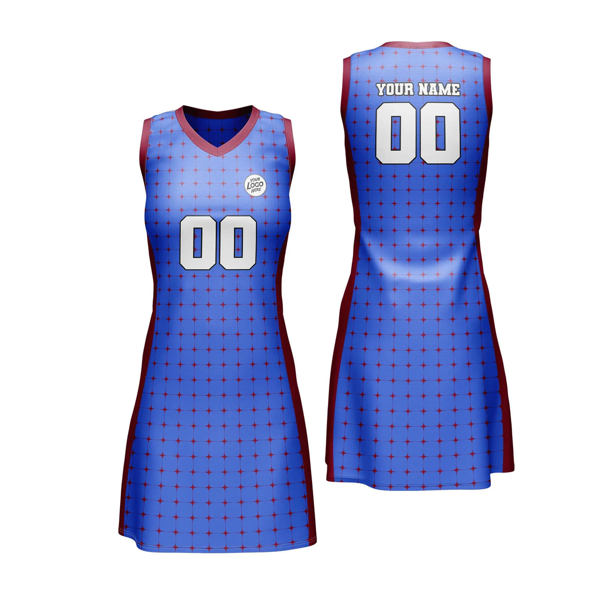 Custom Personalized D3 Rhombus Pattern Netball Jersey with Name, Number & Team Logo