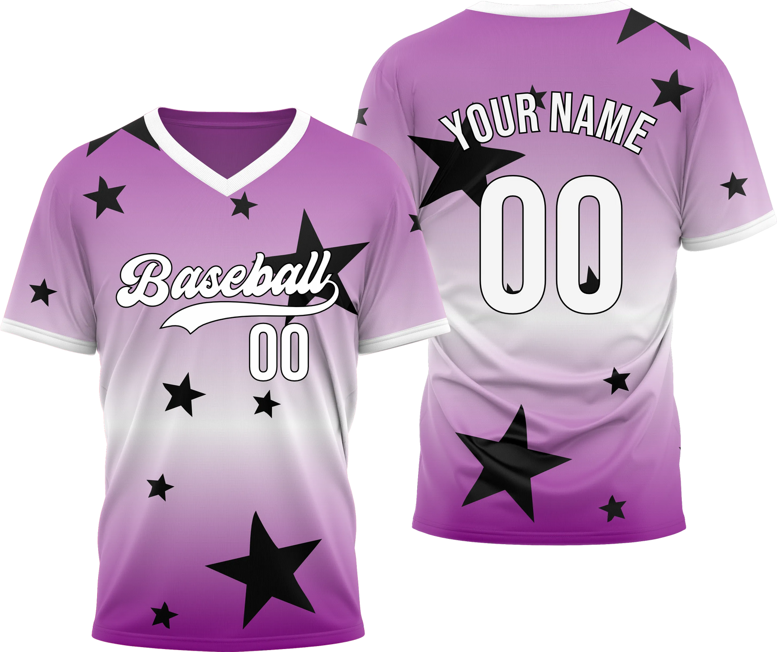 Custom Victory Star Gradient Baseball Aqua Sports Jersey Personalized Uniform with Name & Number