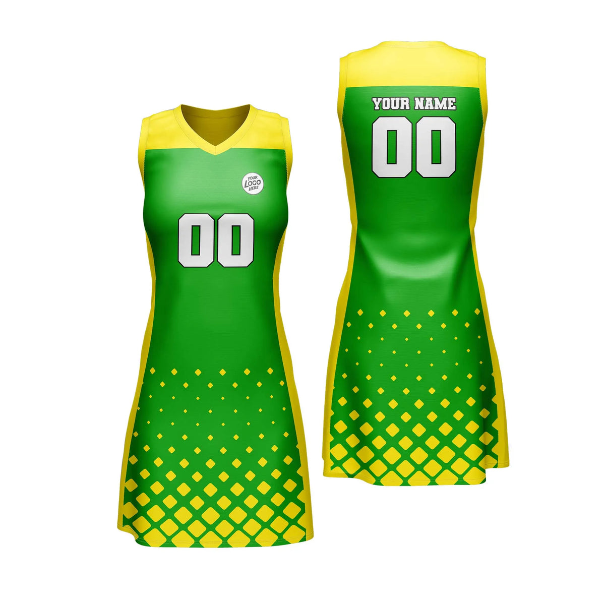 Custom Personalized D3 Abstract Pattern Netball Jersey with Name, Number & Team Logo