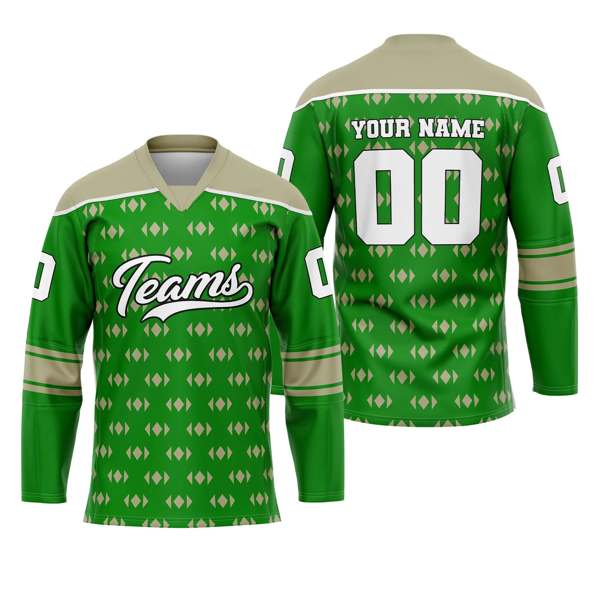 Custom Personalized D1 Rhombus Pattern Ice Hockey Jersey with Name, Number & Team Logo