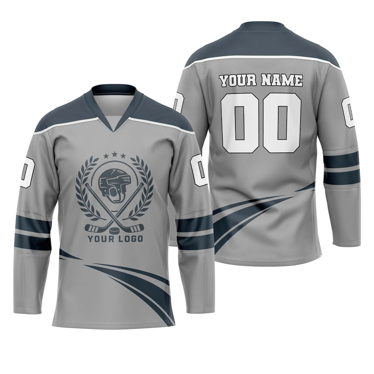 Custom Personalized D2 V - NECK DESIGN Ice Hockey Jersey with Name, Number & Team Logo