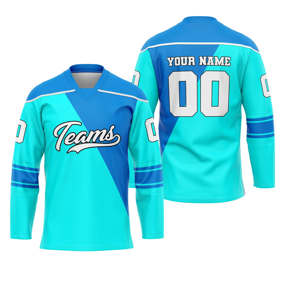 Custom Personalized D3 Split Fashion Ice Hockey Jersey with Name, Number &amp; Team Logo
