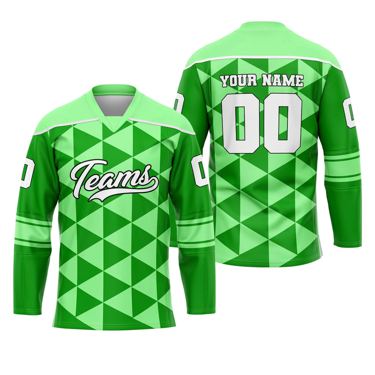 Custom Personalized D3 Rhombus Pattern Ice Hockey Jersey with Name, Number & Team Logo