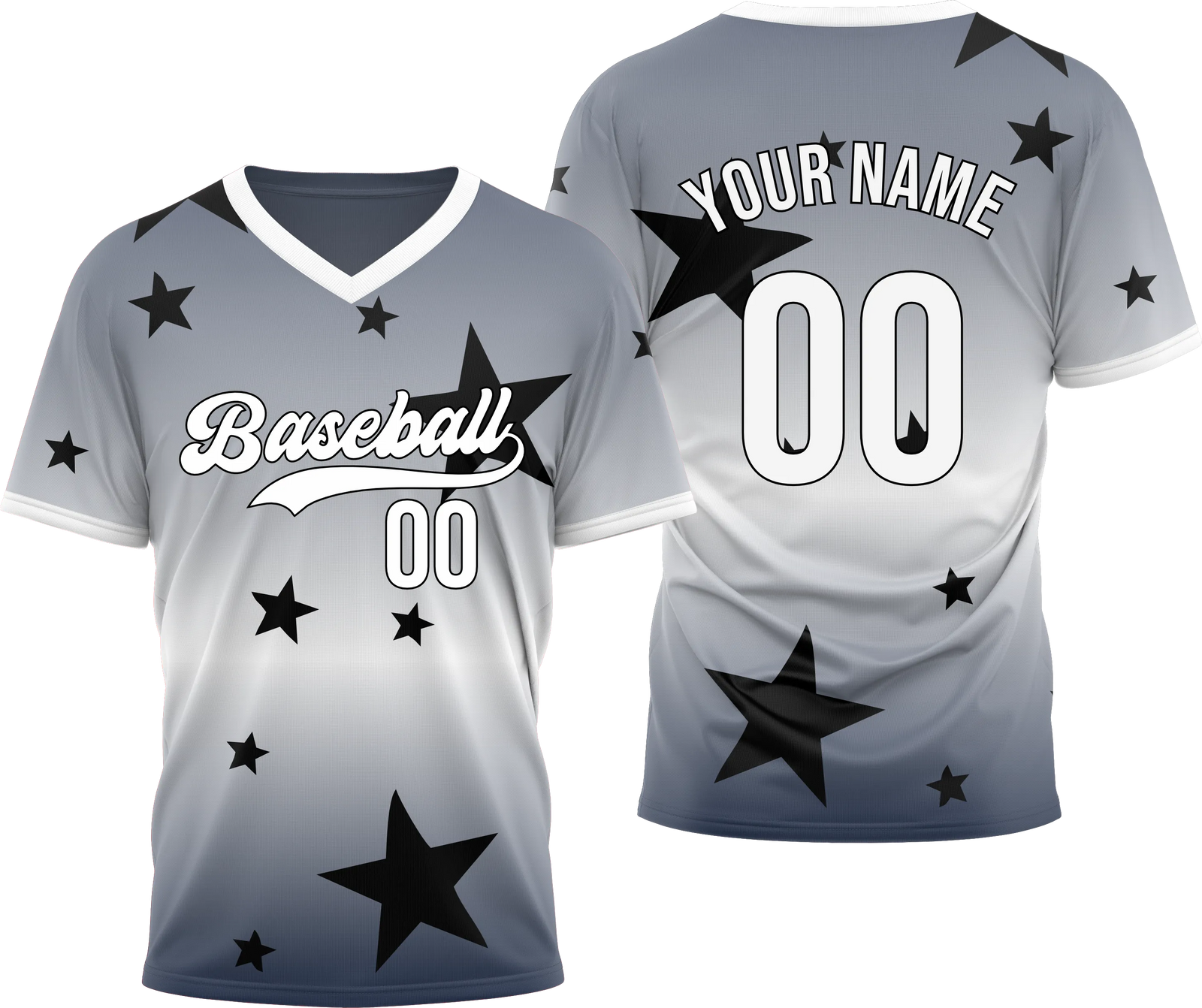 Custom Victory Star Gradient Baseball Aqua Sports Jersey Personalized Uniform with Name & Number