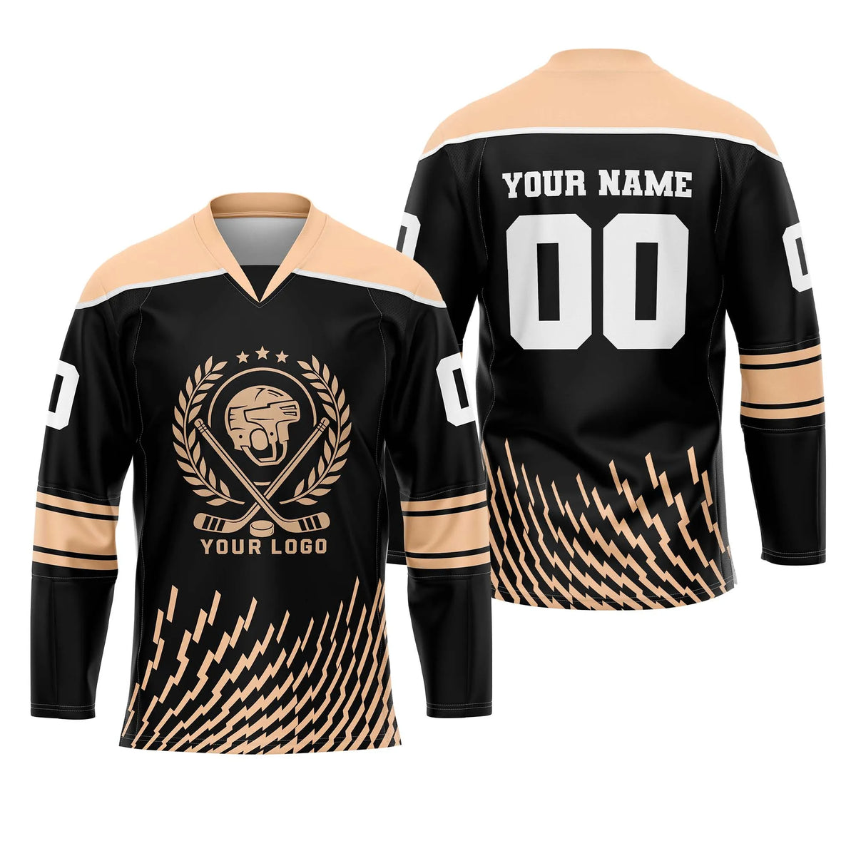 Custom Personalized D2 Abstract Pattern Ice Hockey Jersey with Name, Number & Team Logo