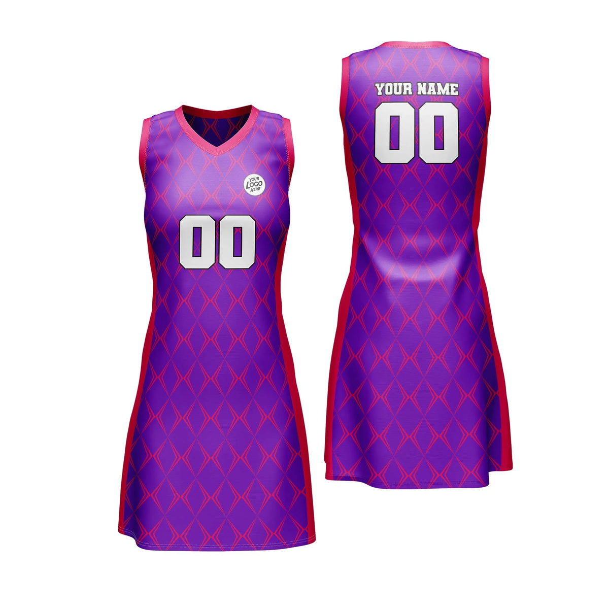 Custom Personalized D5 Rhombus Pattern Netball Jersey with Name, Number & Team Logo