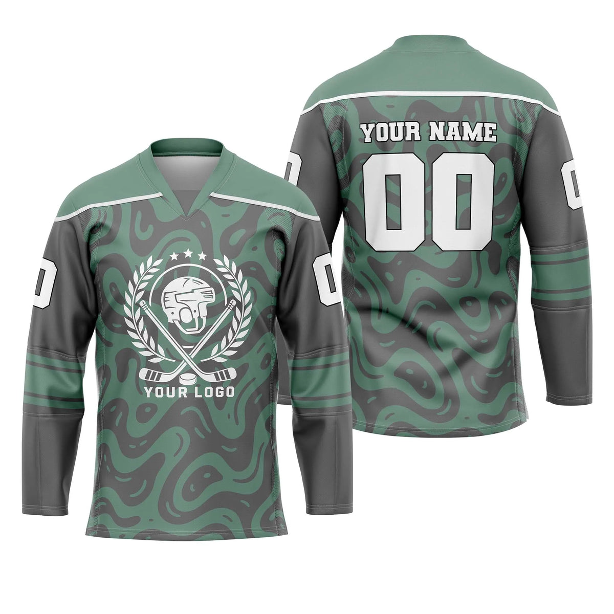Custom Personalized D4 Abstract Pattern Ice Hockey Jersey with Name, Number & Team Logo