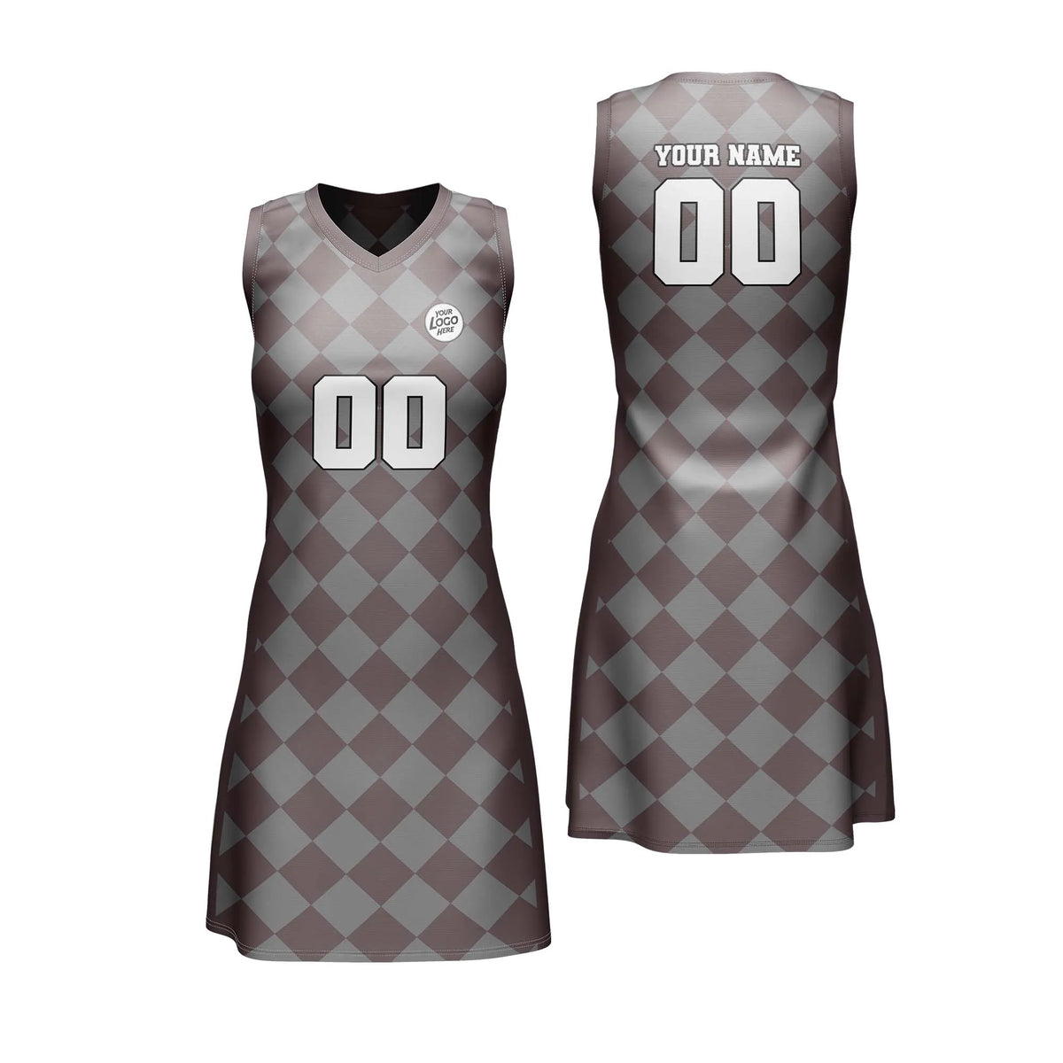 Custom Personalized D4 Rhombus Pattern Netball Jersey with Name, Number & Team Logo