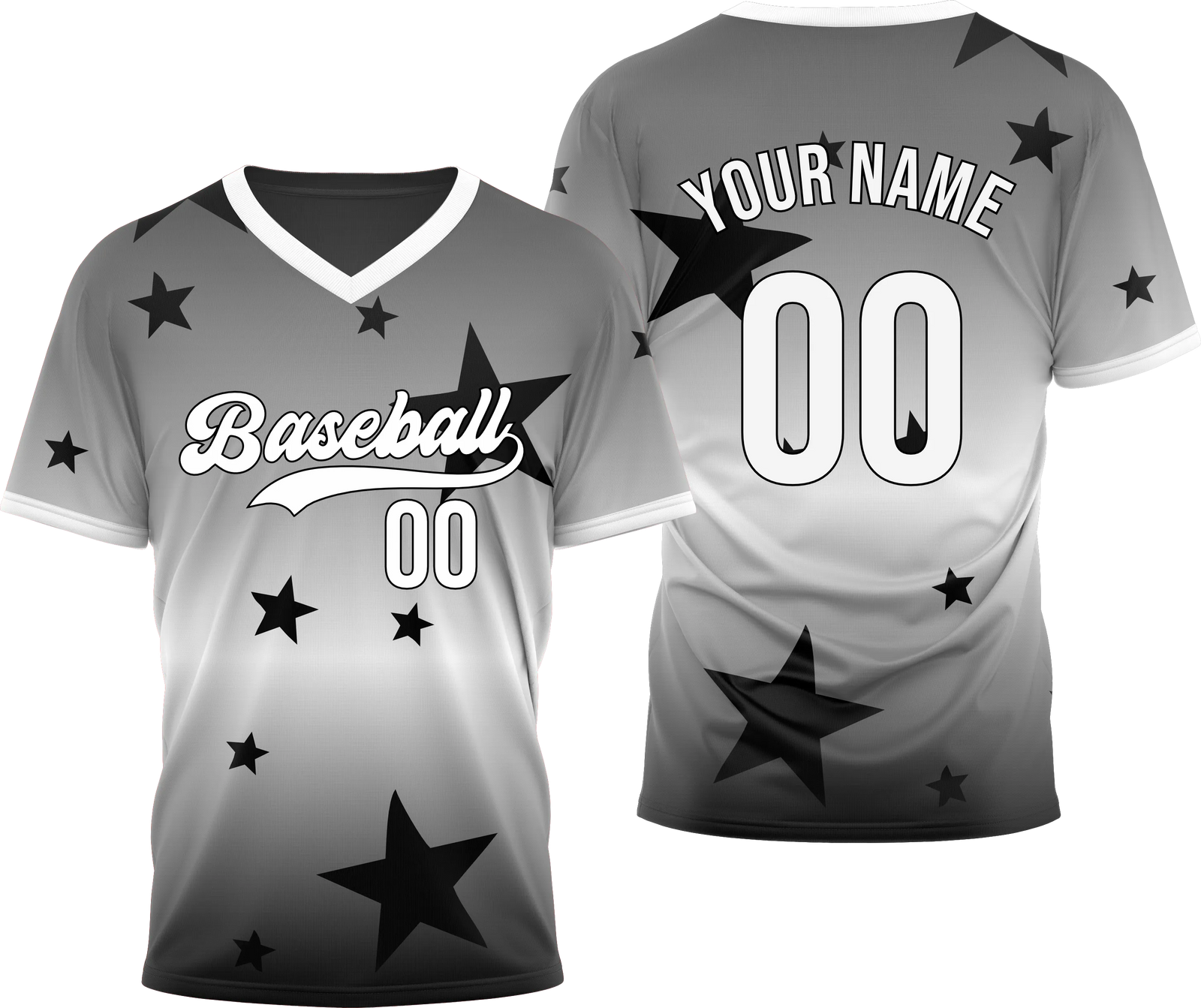 Custom Victory Star Gradient Baseball Aqua Sports Jersey Personalized Uniform with Name & Number